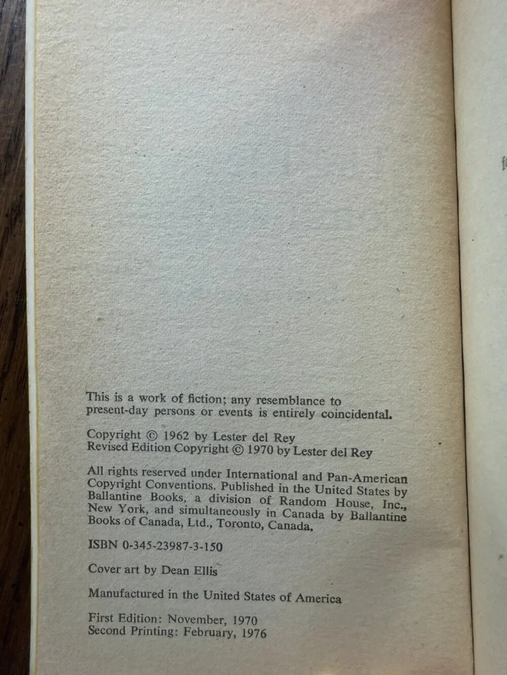 THE ELEVENTH COMMANDMENT by Lester Del Rey‎ 1976 Ballantine Paperback VTG